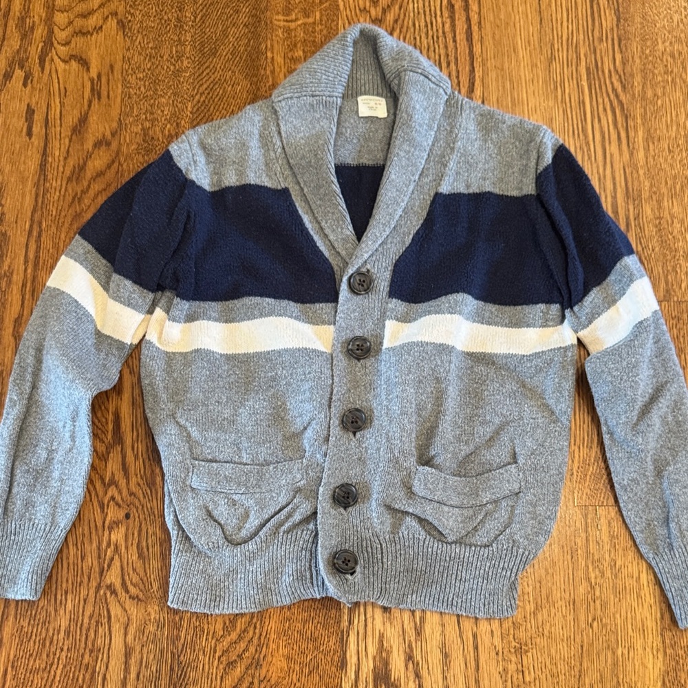 Crewcuts Kids Blue and Gray Cardigan Sweater Size 4/5